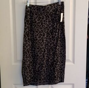 NWT Leopard Print Midi Skirt
